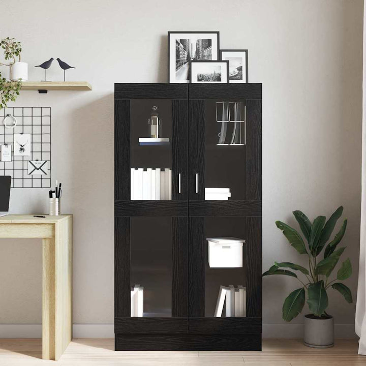 Bibliothèque  En Noir Et Chêne, 82,5X30,5X, En Bois D'ingénierie
