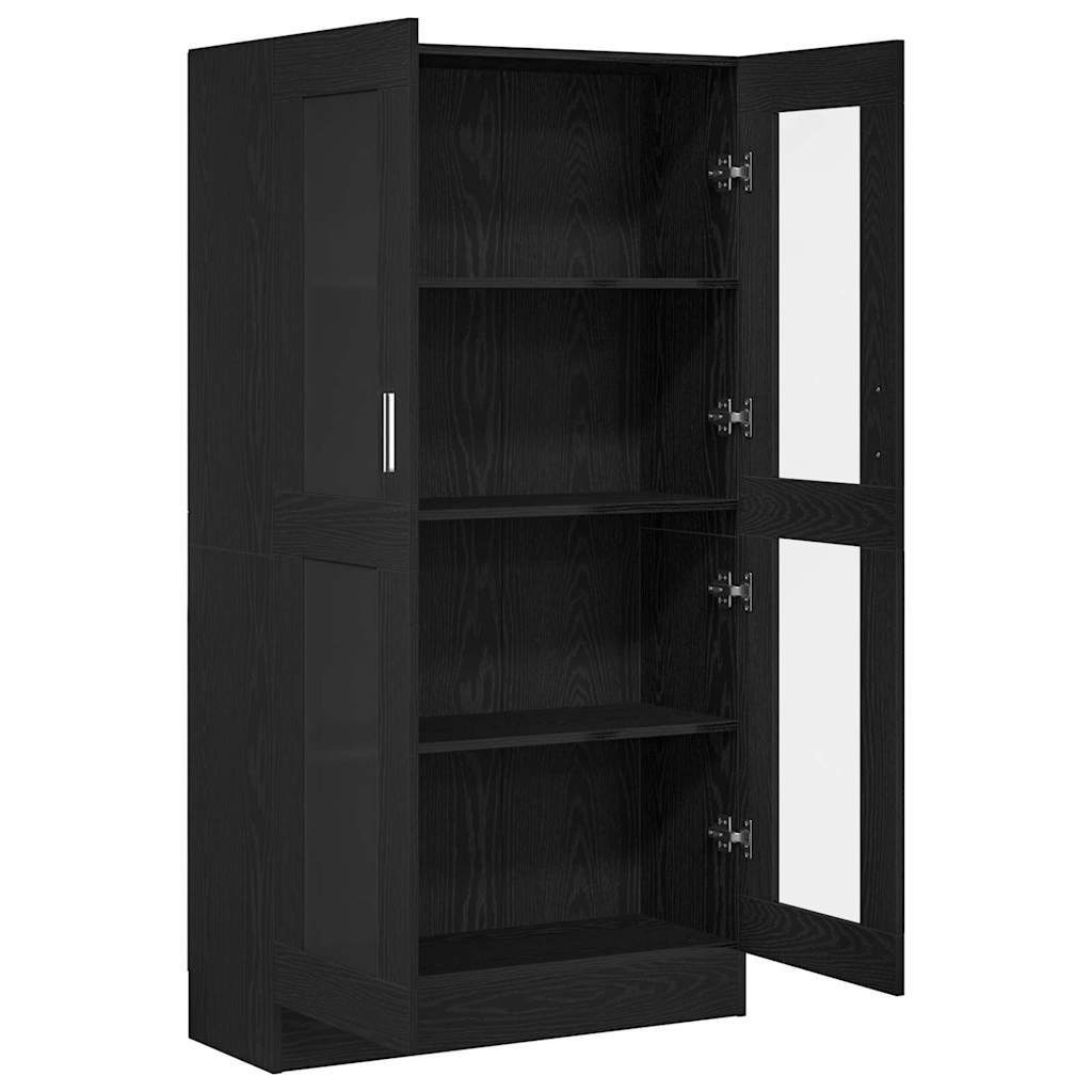 Bibliothèque  En Noir Et Chêne, 82,5X30,5X, En Bois D'ingénierie