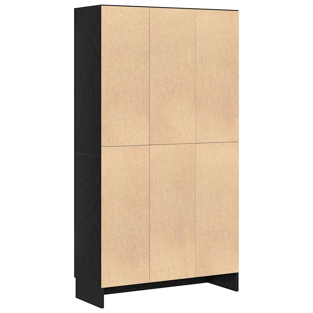Bibliothèque  En Noir Et Chêne, 82,5X30,5X, En Bois D'ingénierie