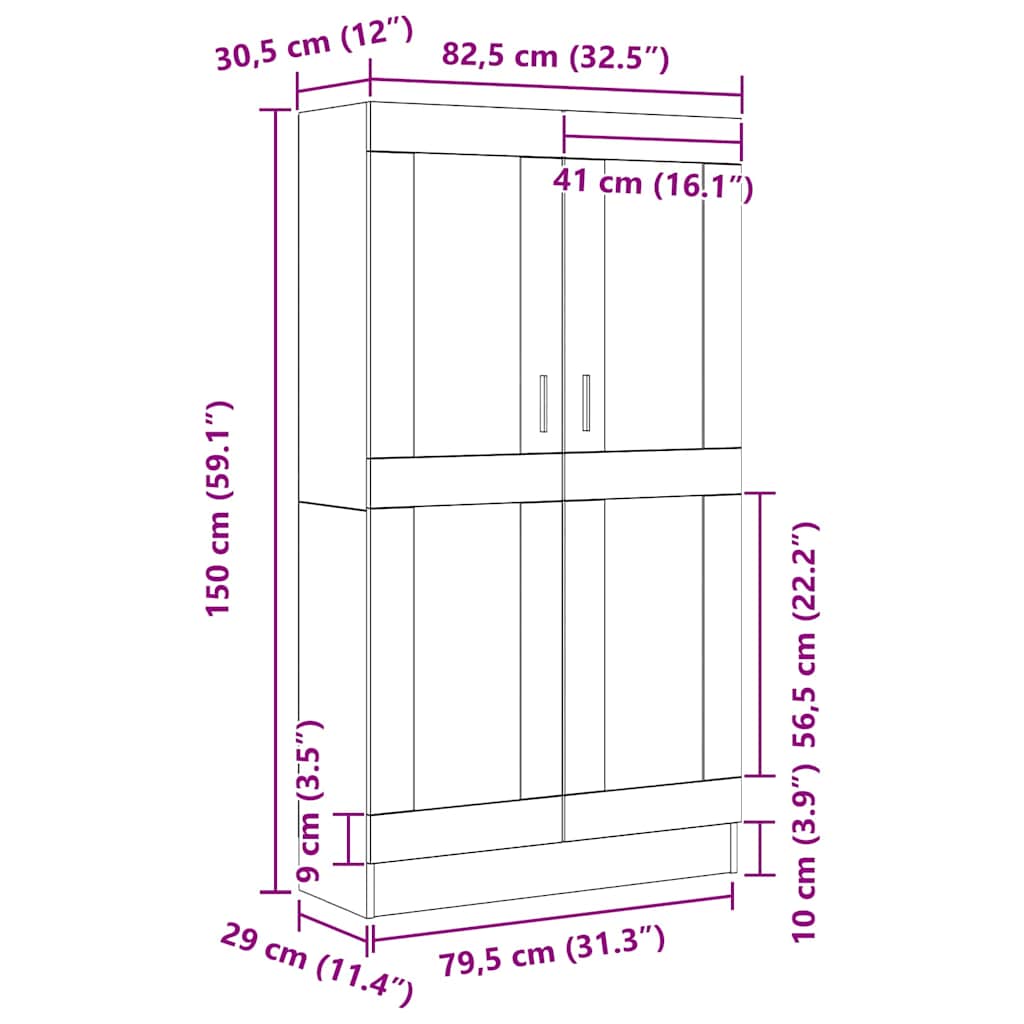 Bibliothèque  En Noir Et Chêne, 82,5X30,5X, En Bois D'ingénierie