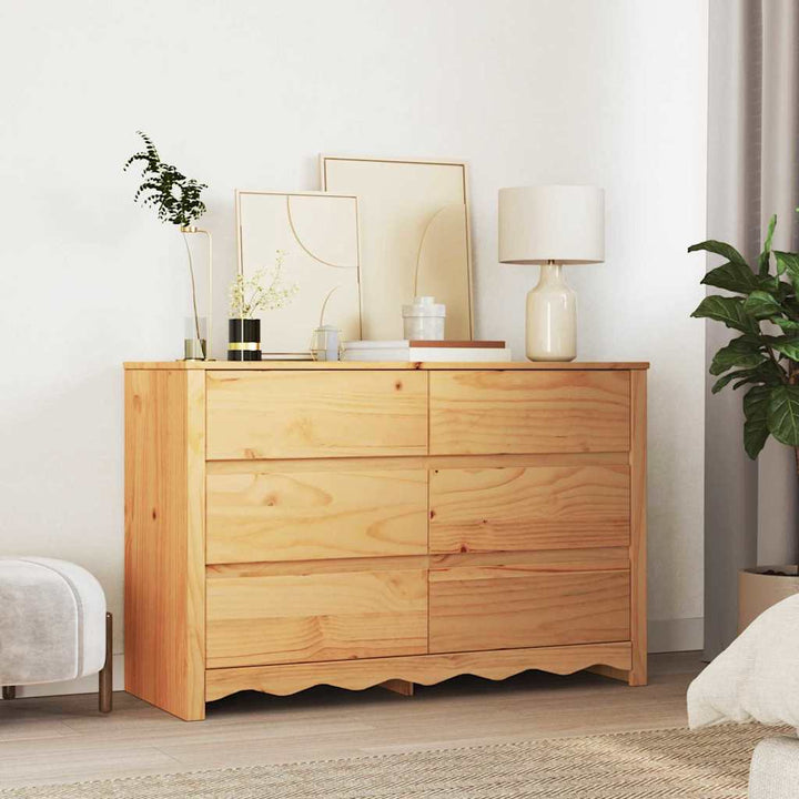 Commode  &quot;Drammen&quot; He 111X43X73,5 Cm En Bois Massif De Pin