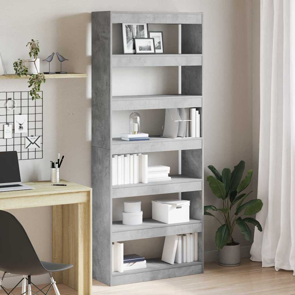 Bibliothèque En Béton Gris 80X30X198 Cm