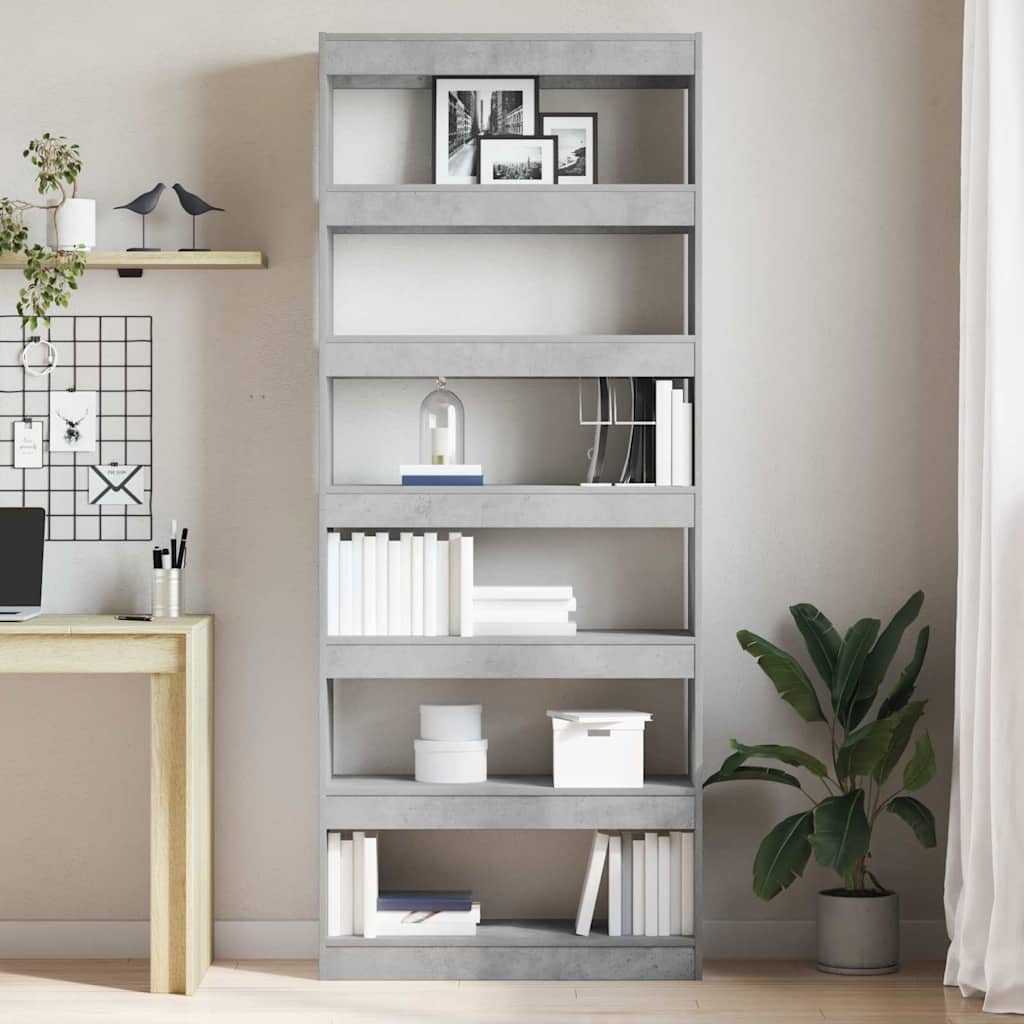 Bibliothèque En Béton Gris 80X30X198 Cm