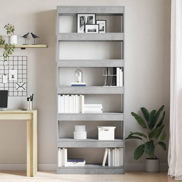 Bibliothèque En Béton Gris 80X30X198 Cm