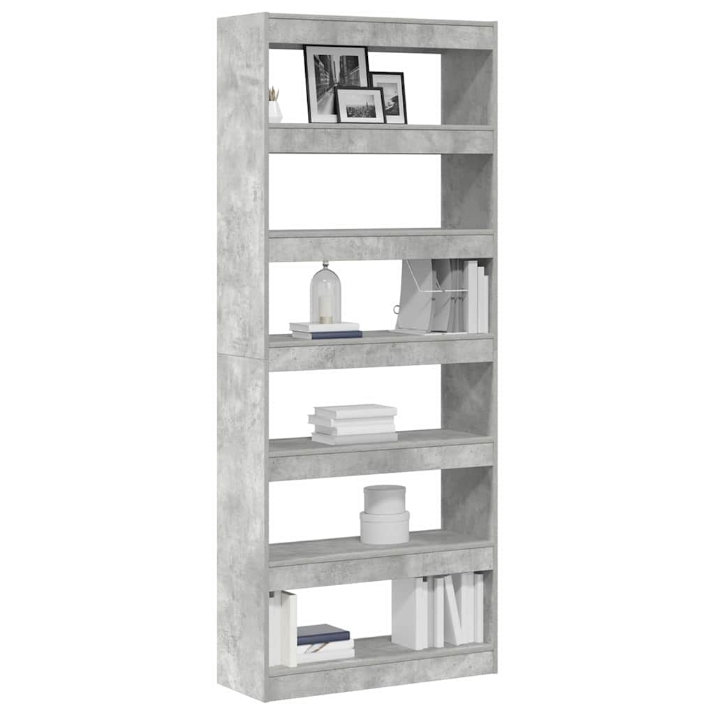 Bibliothèque En Béton Gris 80X30X198 Cm