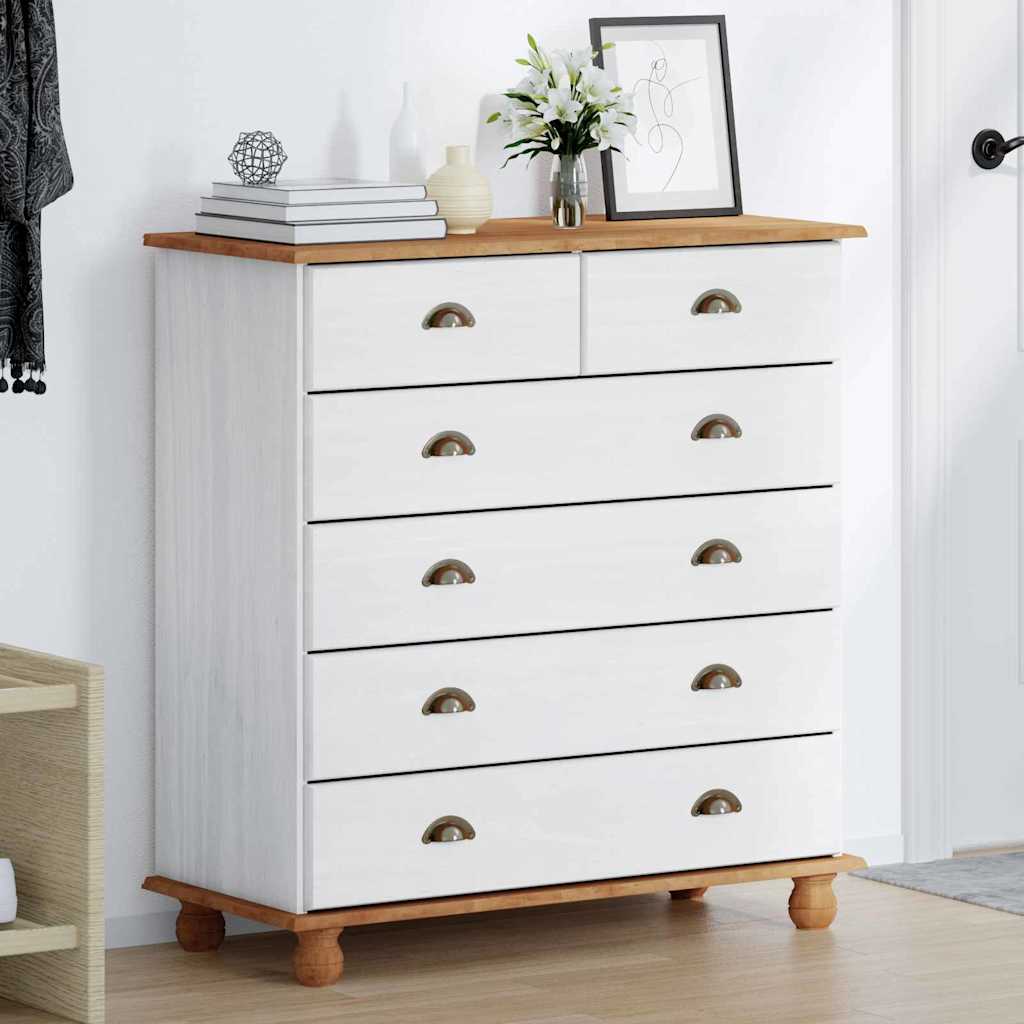 Commode &quot;Askim&quot; He 91X40X95,5 Cm En Bois De Pin Massif