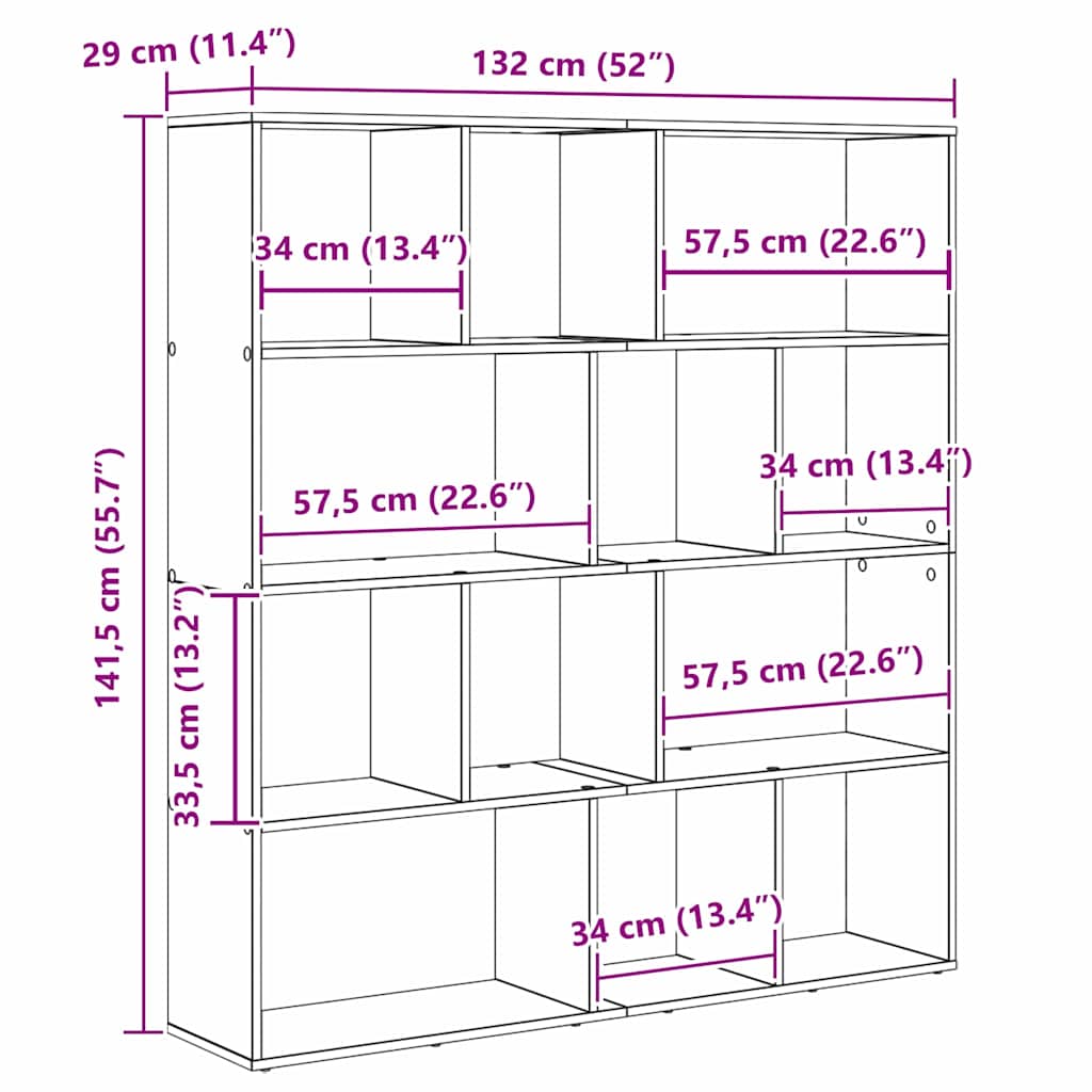 Bibliothèque 132 X 29 X 141,5 Cm Bois D'ingénierie