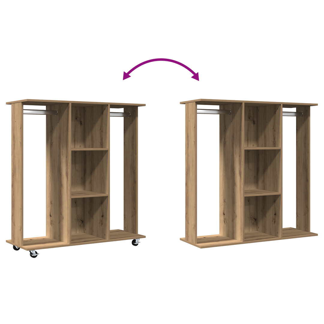 Armoire Avec Roulettes En Chêne Artisan 102X38X110 Cm En Bois D'ingénierie