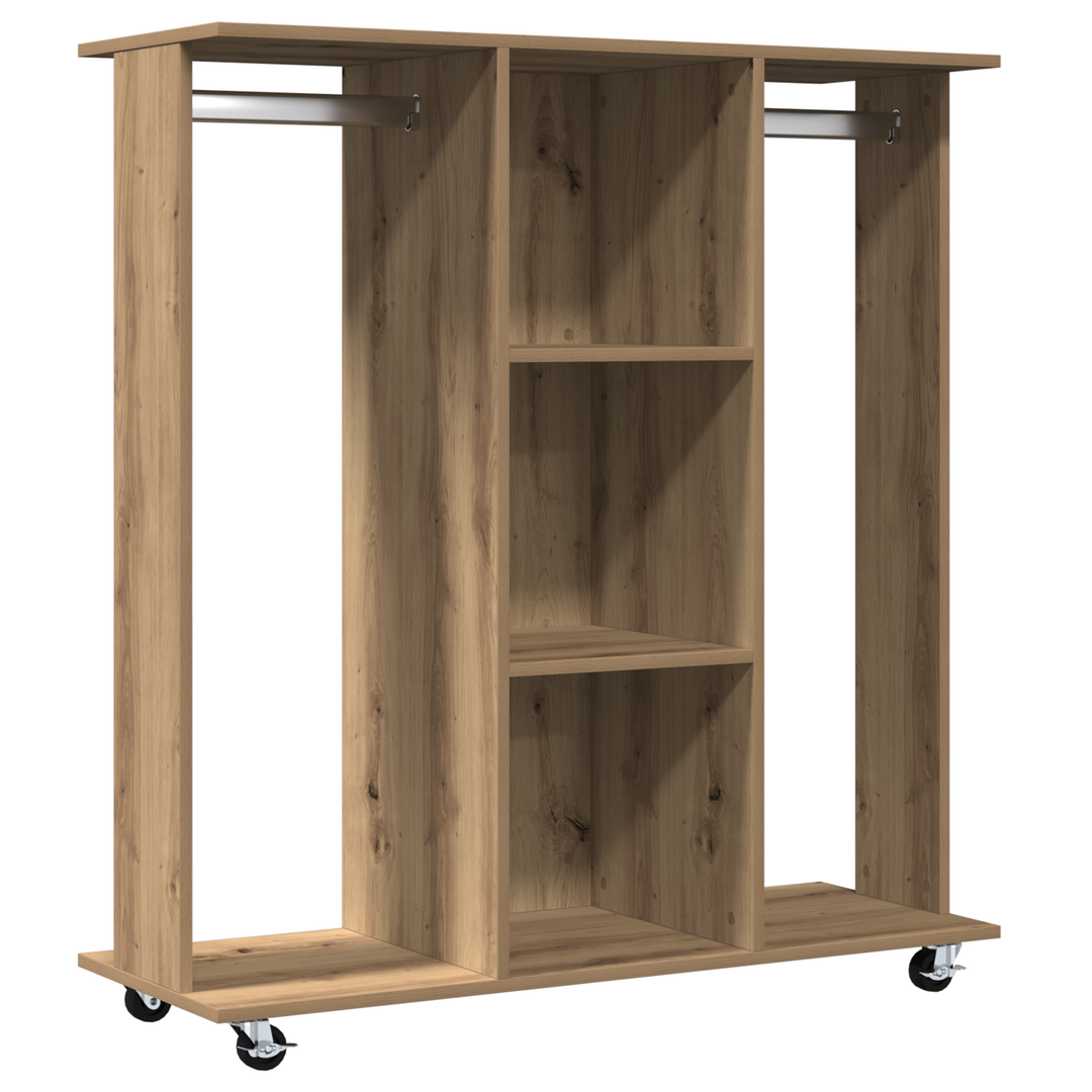 Armoire Avec Roulettes En Chêne Artisan 102X38X110 Cm En Bois D'ingénierie