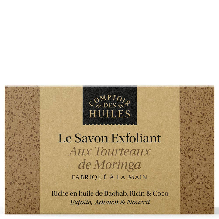 Savon Exfoliant Bio aux Tourteaux de Moringa – Corps | Fabriqué à la Main en France | 100/100 sur Yuka 🥕