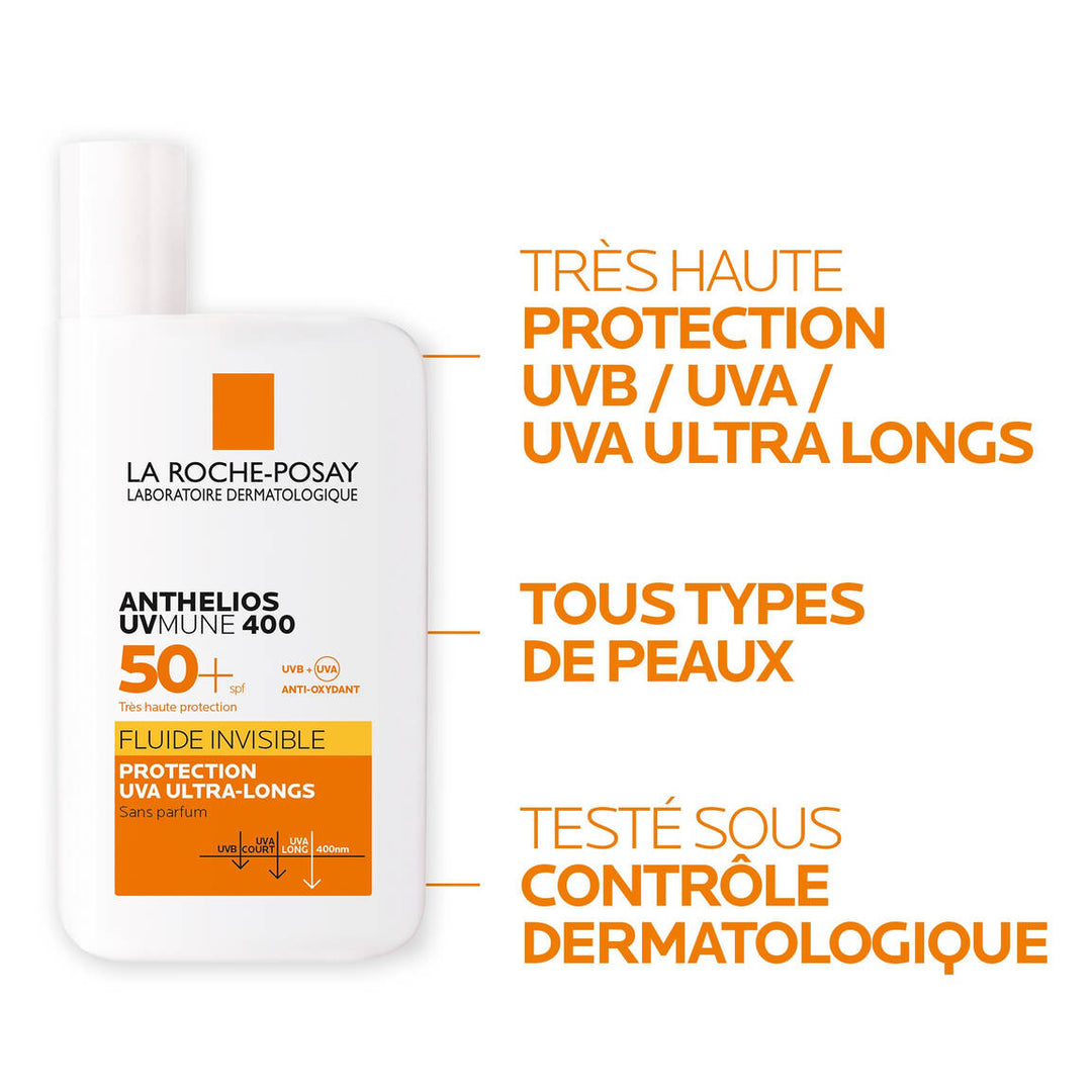 La Roche-Posay Anthelios UVMune 400 - Protection Solaire SPF 50+ Peaux Sensibles - 50ml