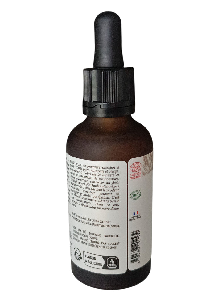 Huile de Cameline Bio – Rééquilibrante & Apaisante | Visage, Cheveux & Corps | 100 % Naturelle et Certifiée Bio