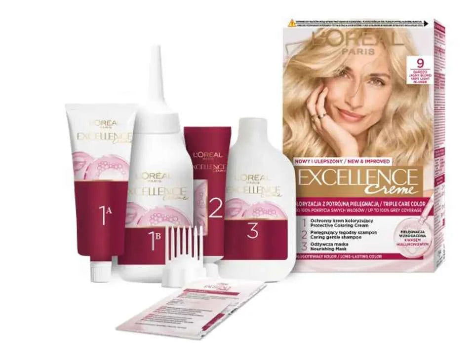 L’Oréal Paris Excellence Crème 9 Très Blond | Coloration Permanente Triple Soin à l’Acide Hyaluronique