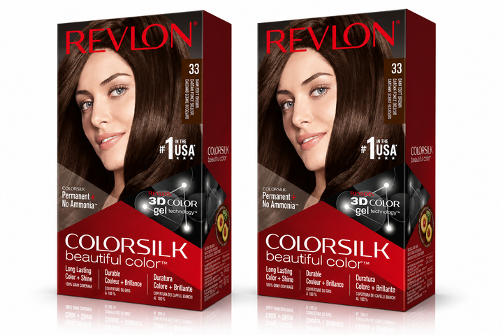 Revlon ColorSilk Beautiful Color 33 Châtain Foncé Naturel – Coloration Permanente Sans Ammoniaque