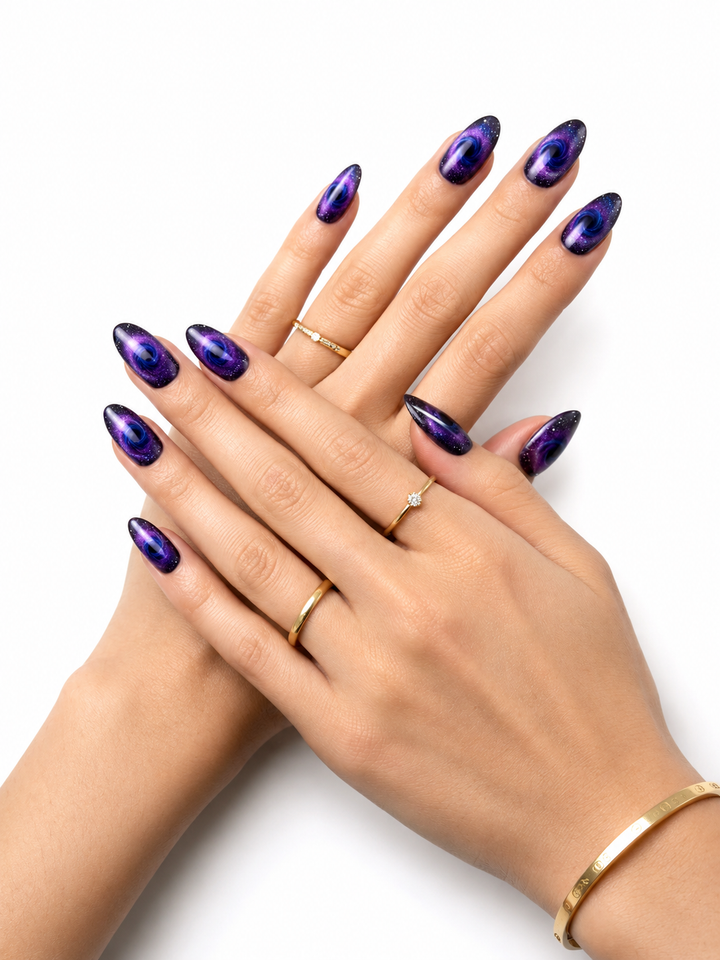 ÉDGEU - Perfect Gel Nail Wraps (ENA322 Purple Hole Magnet) - Effet Magnétique Vegan