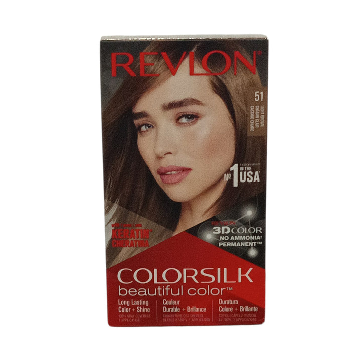 Revlon ColorSilk Beautiful Color 51 Châtain Clair – Coloration Permanente Sans Ammoniaque