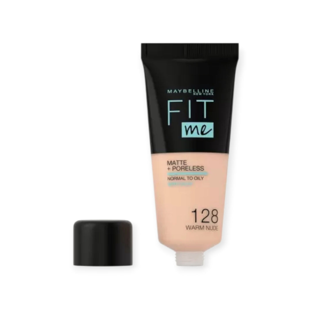 Maybelline Fit Me Matte + Poreless Foundation – 128 Warm Nude (30 ml)