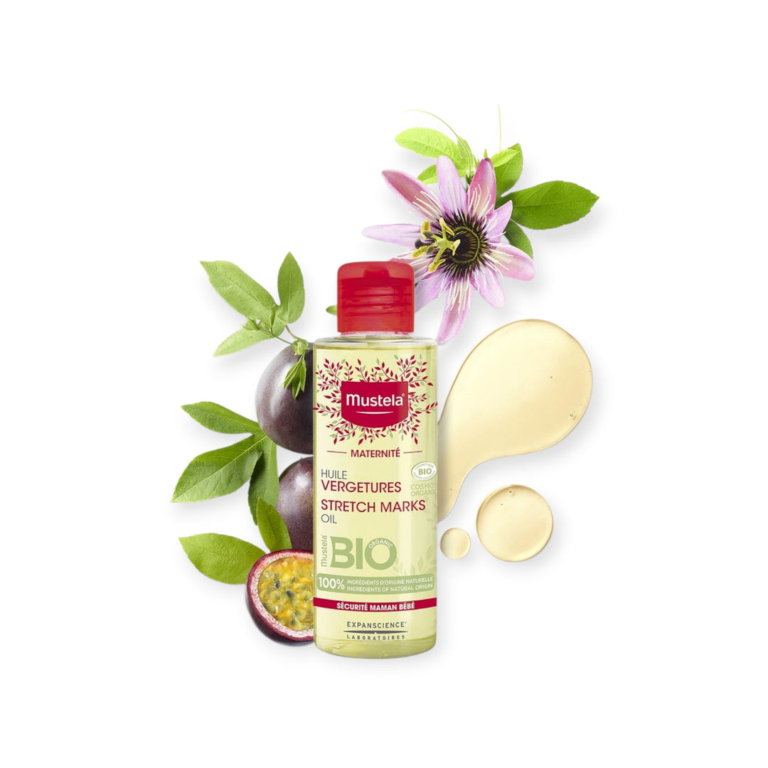 Mustela Maternité Huile Vergetures BIO – Soin Anti-Vergetures 100% Naturel – 105 ml