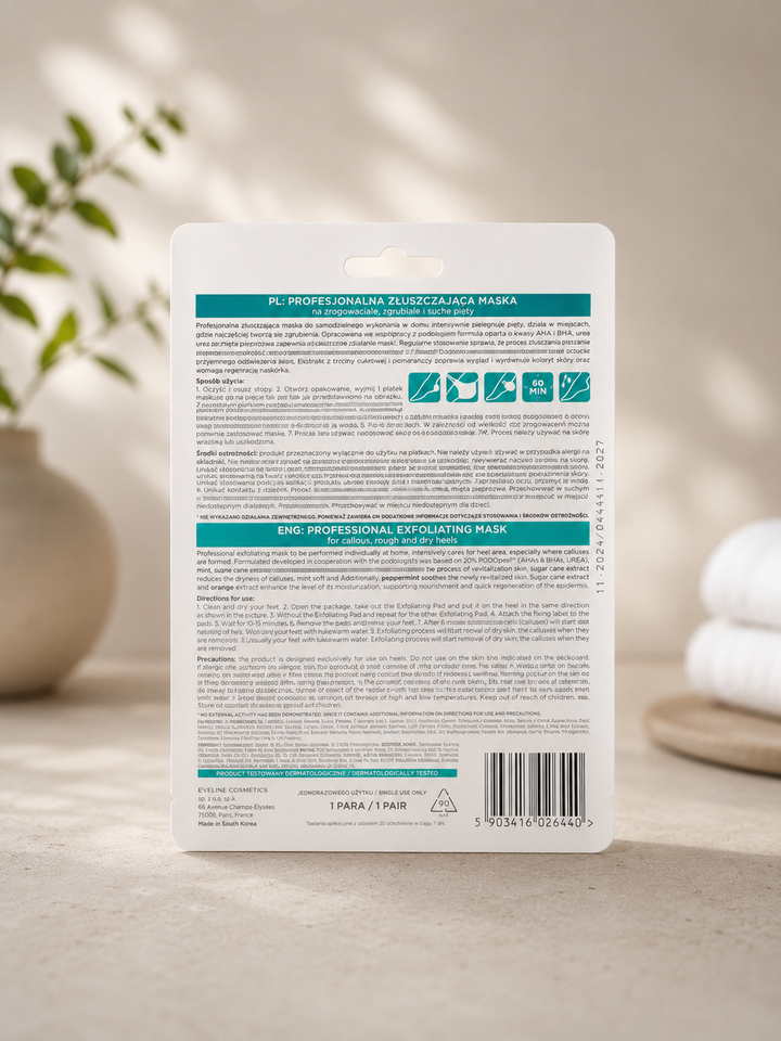 Masque Pieds Eveline Footcare Med+ – Exfoliation Intense pour Talons Secs