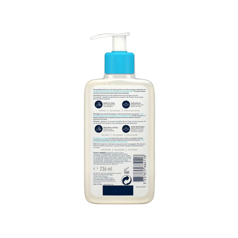 CeraVe SA Gel Nettoyant Anti-Rugosités – Peaux Sèches et Rugueuses (236 ml)