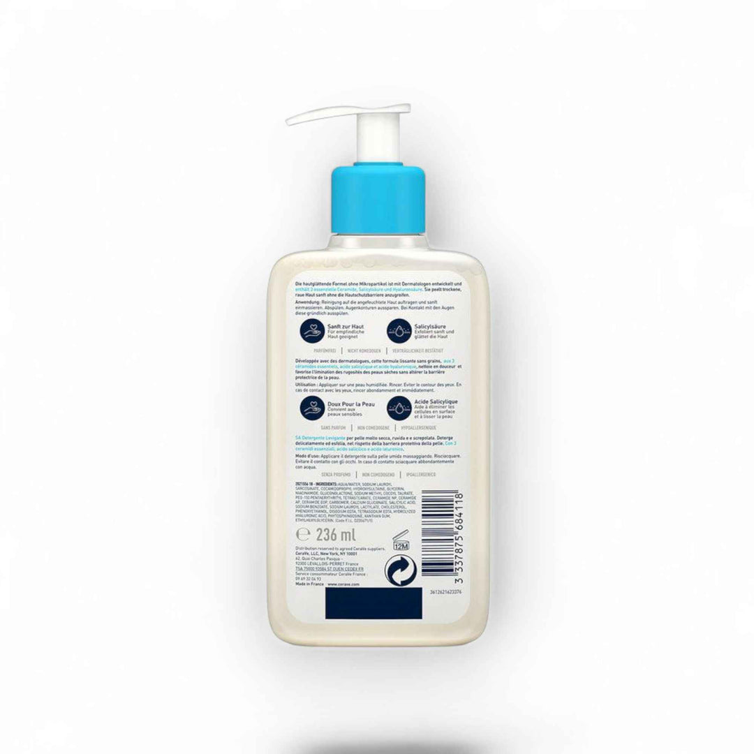 CeraVe SA Gel Nettoyant Anti-Rugosités – Peaux Sèches et Rugueuses (236 ml)