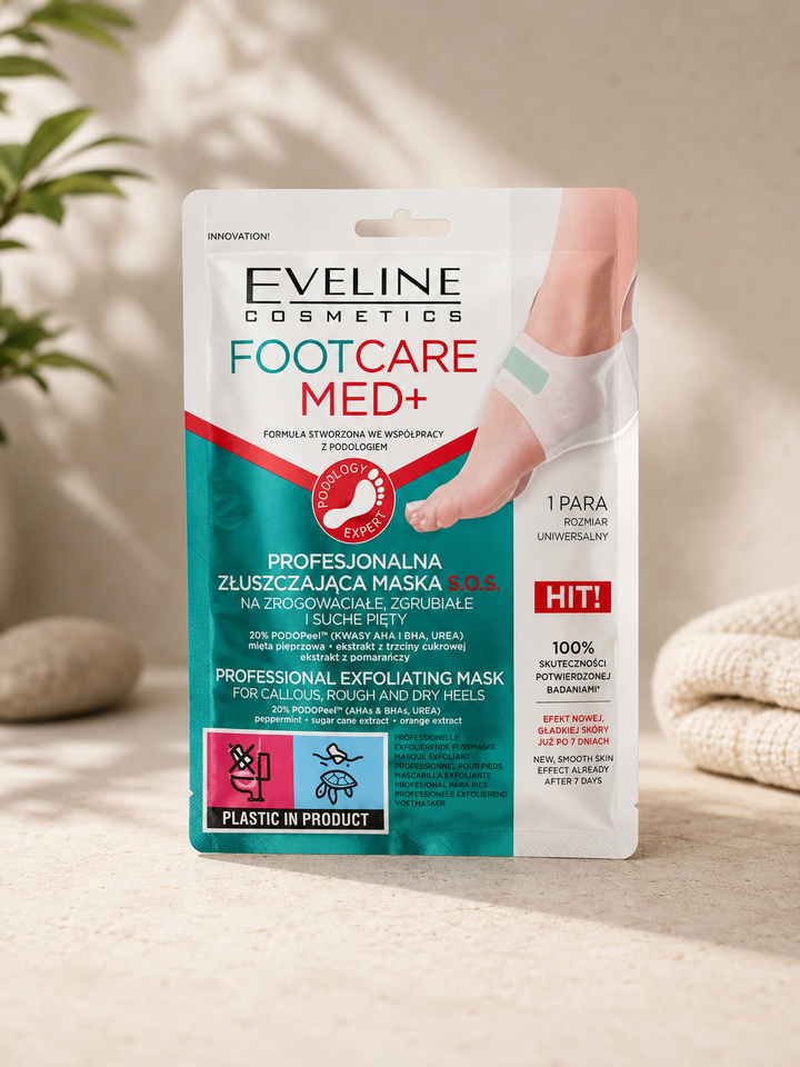 Masque Pieds Eveline Footcare Med+ – Exfoliation Intense pour Talons Secs