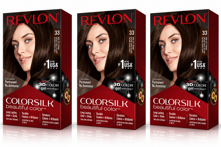 Revlon ColorSilk Beautiful Color 33 Châtain Foncé Naturel – Coloration Permanente Sans Ammoniaque