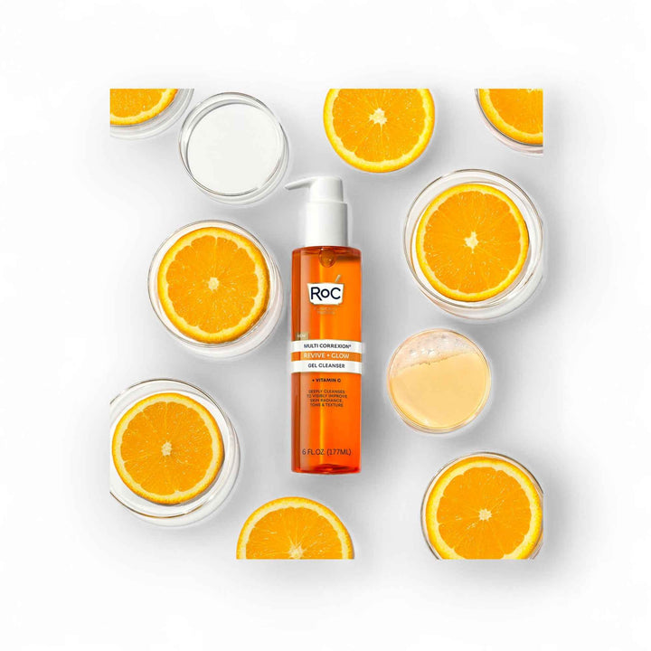 RoC Multi Correxion – Gel Nettoyant Éclat Revive + Glow à la Vitamine C – 177 ml