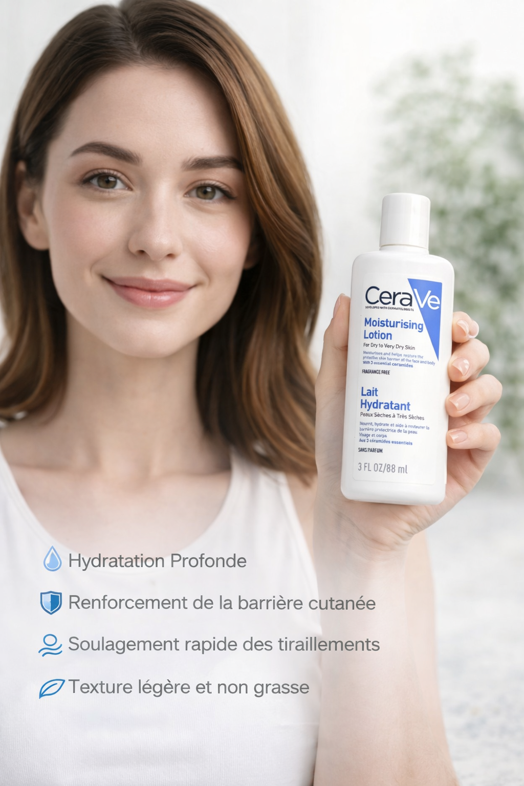🩵 CeraVe Lait Hydratant – Peaux Sèches à Très Sèches (88 ml)