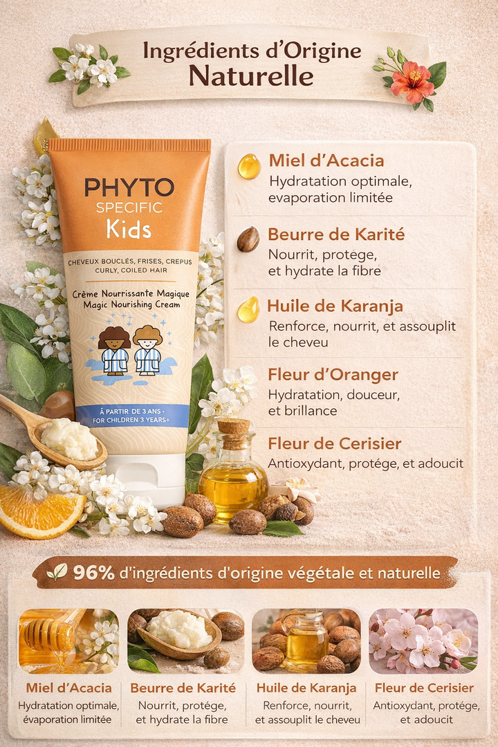 Phyto Specific Kids Crème Magique - Soin Nourrissant Cheveux Bouclés et Frisés - 125ml