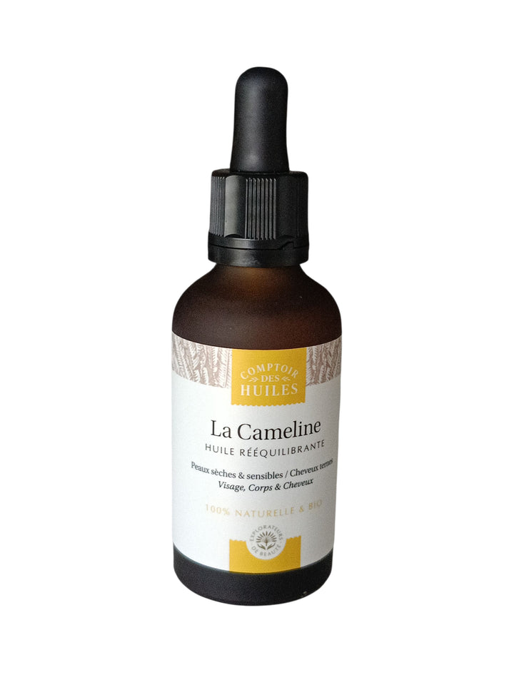 Huile de Cameline Bio – Rééquilibrante & Apaisante | Visage, Cheveux & Corps | 100 % Naturelle et Certifiée Bio