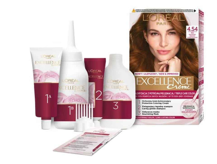 L’Oréal Paris Excellence Crème – 4.54 Marron Acajou Cuivré | Coloration Permanente Triple Soin
