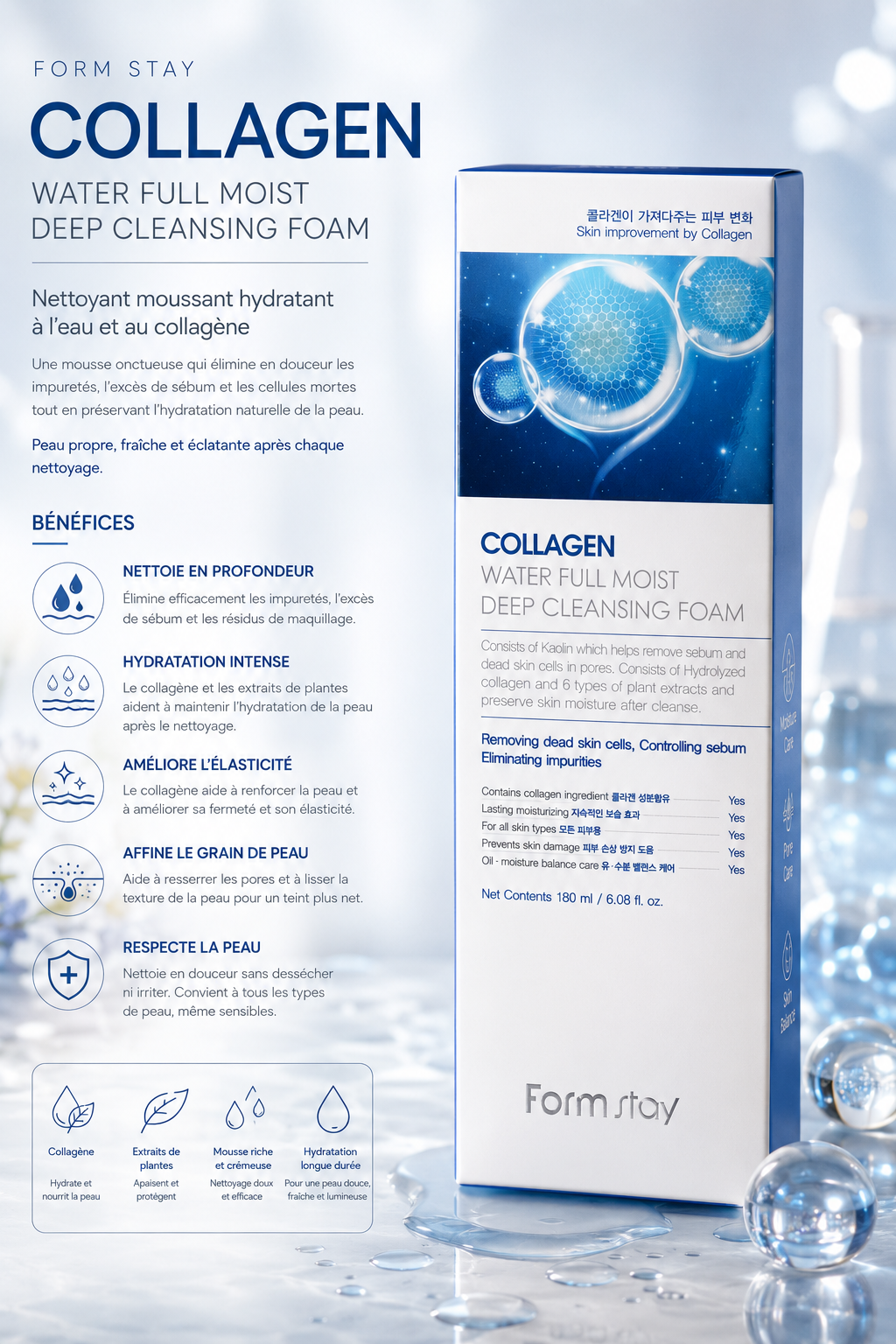 Farm Stay - Collagen Water Full Moist Deep Cleansing Foam