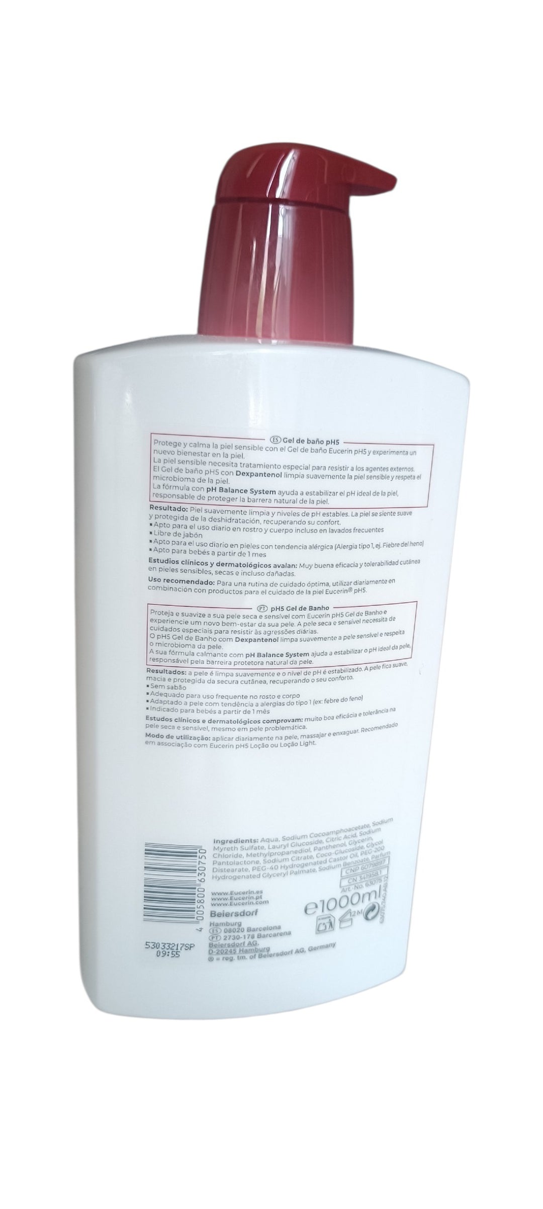 Eucerin pH5 Gel de Bain – Peaux Sèches &amp; Sensibles – 1L