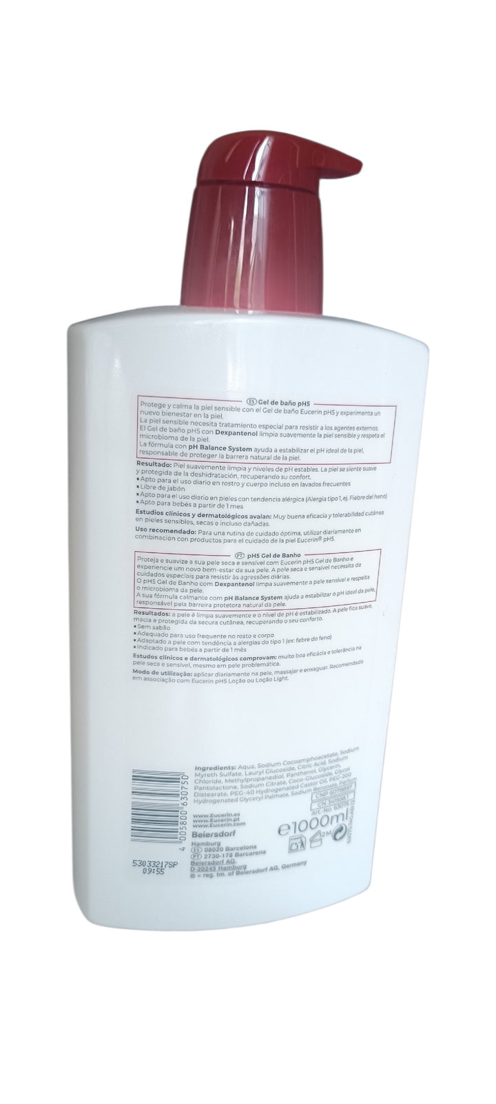 Eucerin pH5 Gel de Bain – Peaux Sèches &amp; Sensibles – 1L