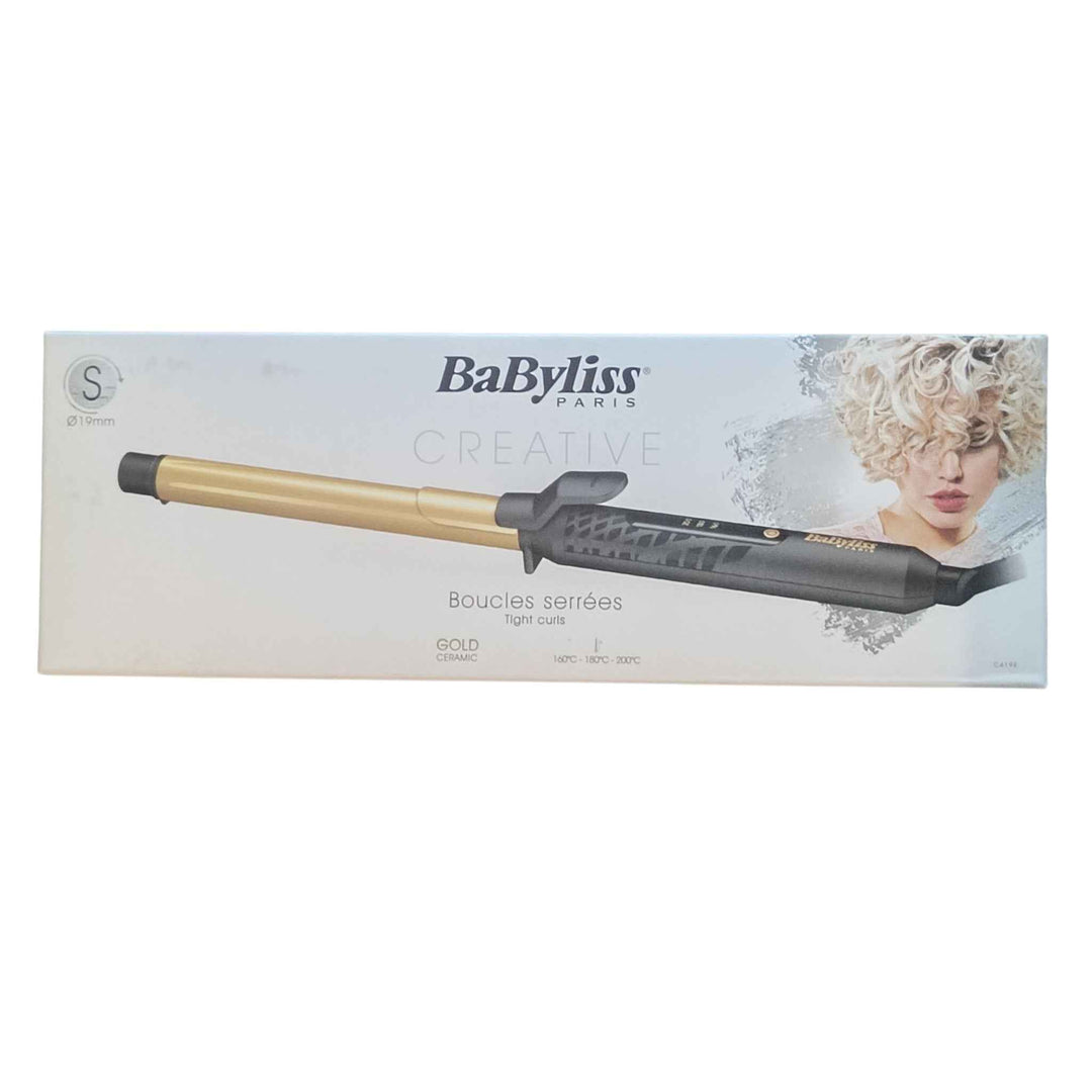 BaByliss C419E – Fer à boucler 19 mm Gold Ceramic, 3 températures réglables.