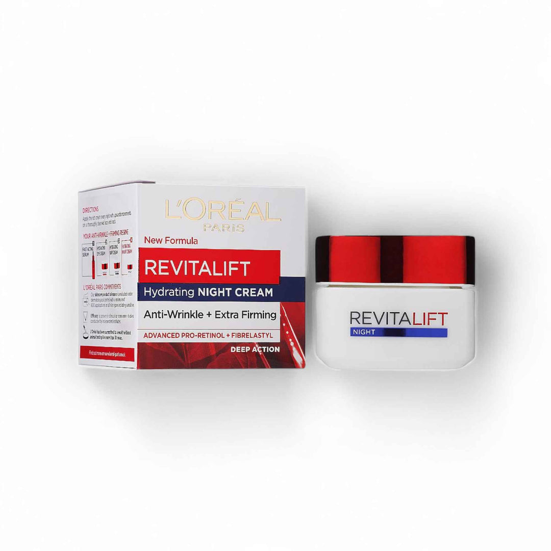 L’Oréal Paris Revitalift Crème de Nuit | Soin Anti-Rides Raffermissant aux Peptides & Pro-Rétinol – 50 ml