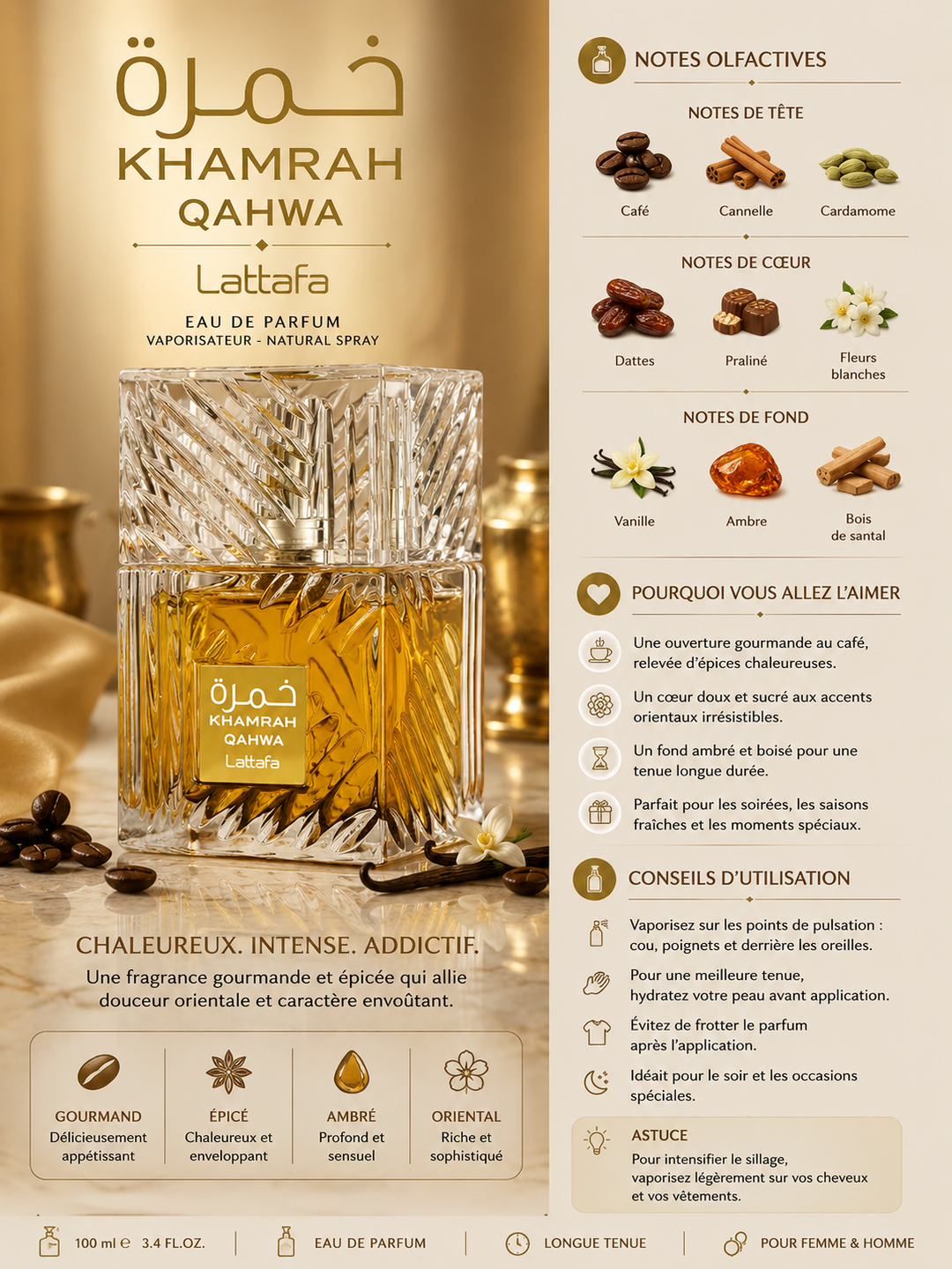 Parfum Khamrah Qahwa Lattafa – Eau de Parfum Orientale au Café