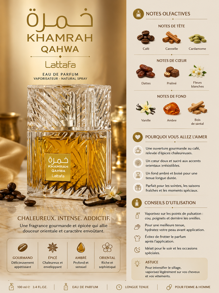 Parfum Khamrah Qahwa Lattafa – Eau de Parfum Orientale au Café