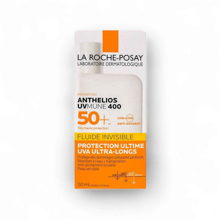 La Roche-Posay Anthelios UVMune 400 Fluide Invisible SPF 50+ – Protection Solaire Très Haute – Peaux Sensibles – 50 ml