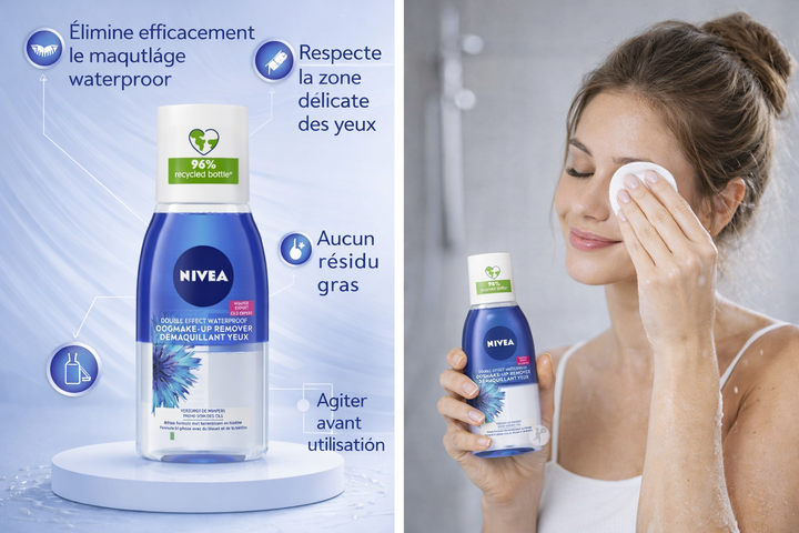 Nivea Double Effect : Démaquillant Expert Waterproof & Soin des Cils à la Biotine