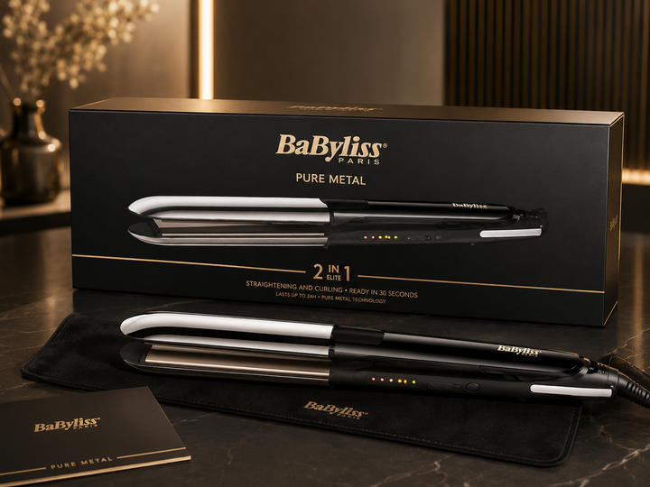 BaByliss Paris Pure Metal 2 en 1 – Lisseur &amp; Boucleur Professionnel (ST480E