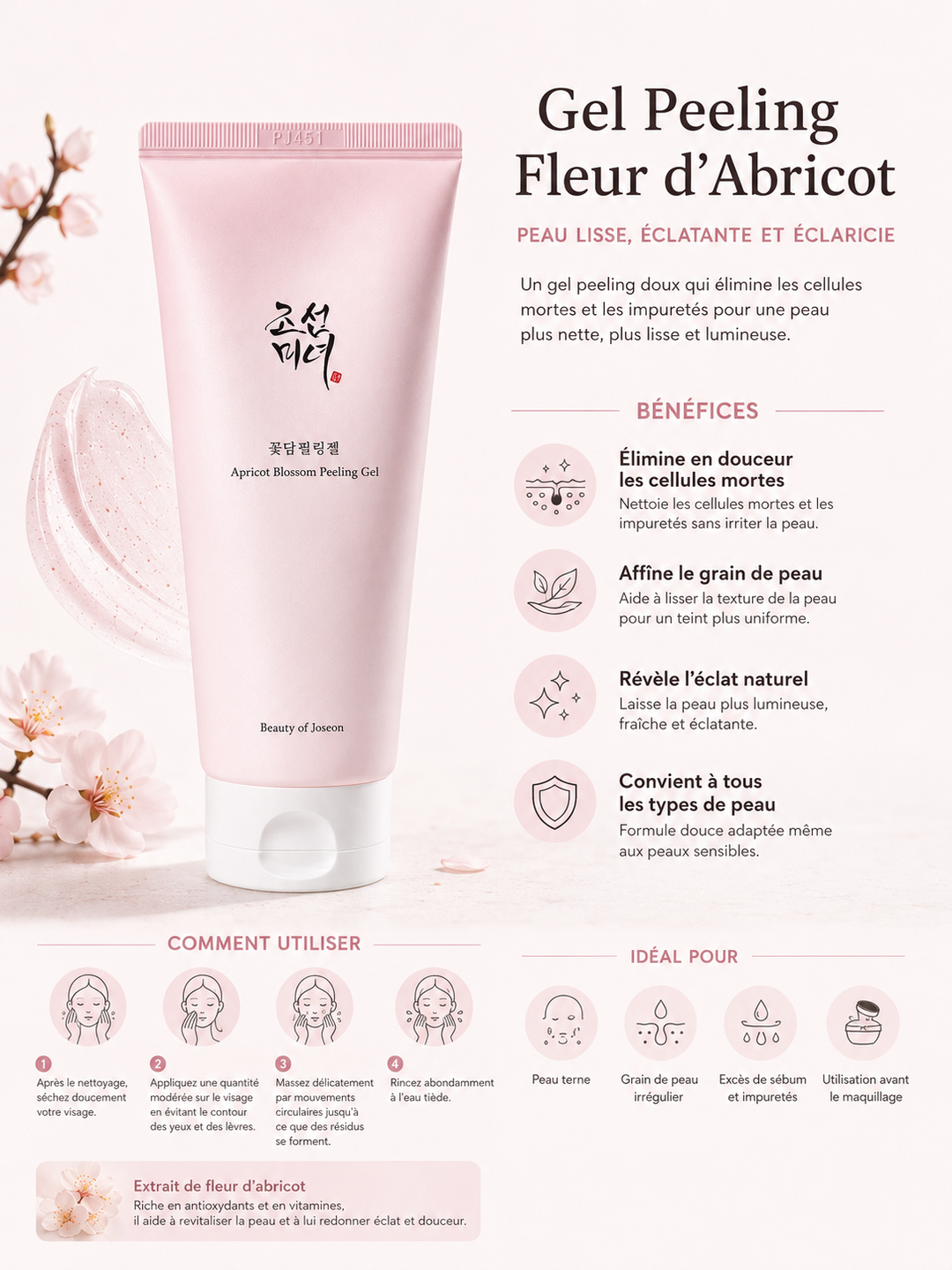 🌸 Beauty of Joseon Apricot Blossom Peeling Gel – Exfoliant Doux (100ml)