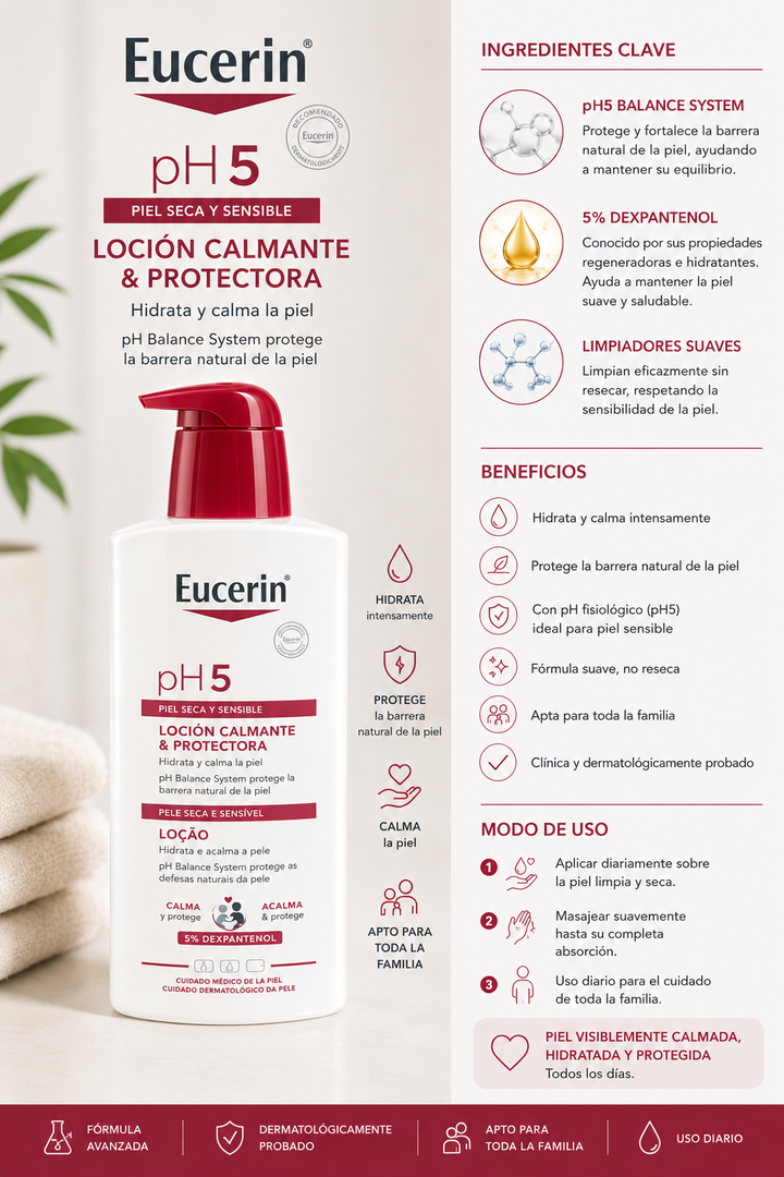 Eucerin pH5 Lotion Calmante &amp; Protectrice – Peaux Sèches et Sensibles – 400 ml