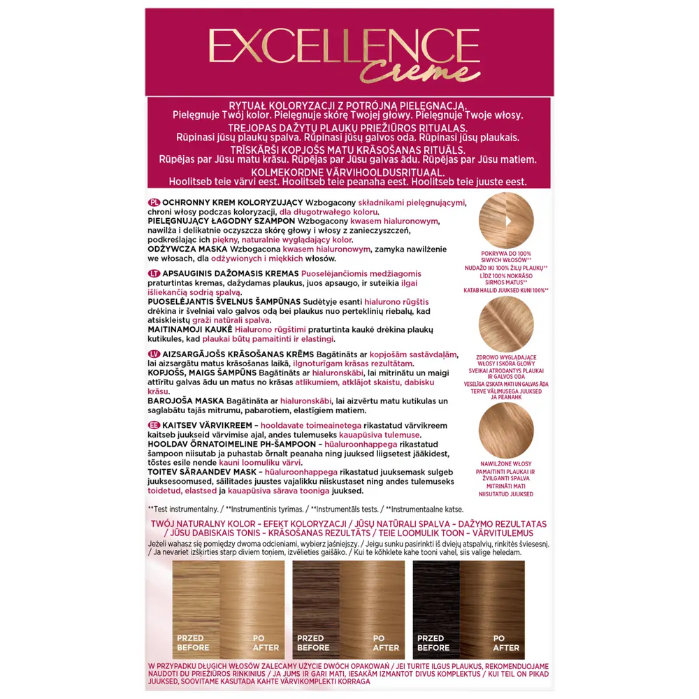 L’Oréal Paris Excellence Crème 8 Blond Clair | Coloration Permanente Triple Soin à l’Acide Hyaluronique - Wifna