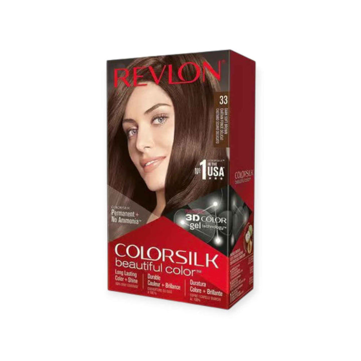 Revlon ColorSilk Beautiful Color 33 Châtain Foncé Naturel – Coloration Permanente Sans Ammoniaque