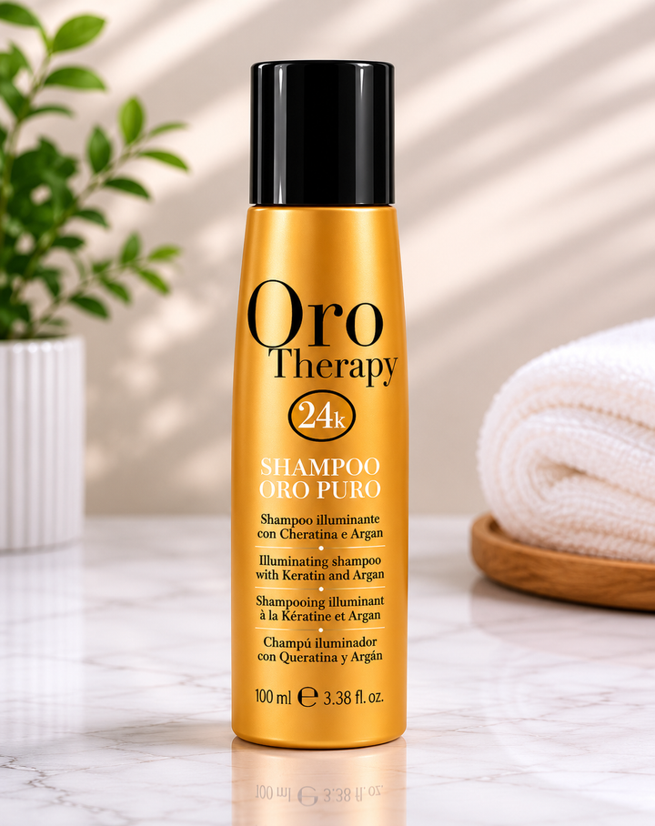 Oro Therapy 24K – Shampooing Illuminateur à la Kératine et à l’Argan (100 ml)