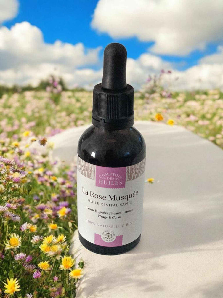Huile de Rose Musquée Bio – Revitalisante & Anti-Âge | Visage & Corps | Réduit Rides & Taches Brunes | 100 % Naturelle et Certifiée Bio