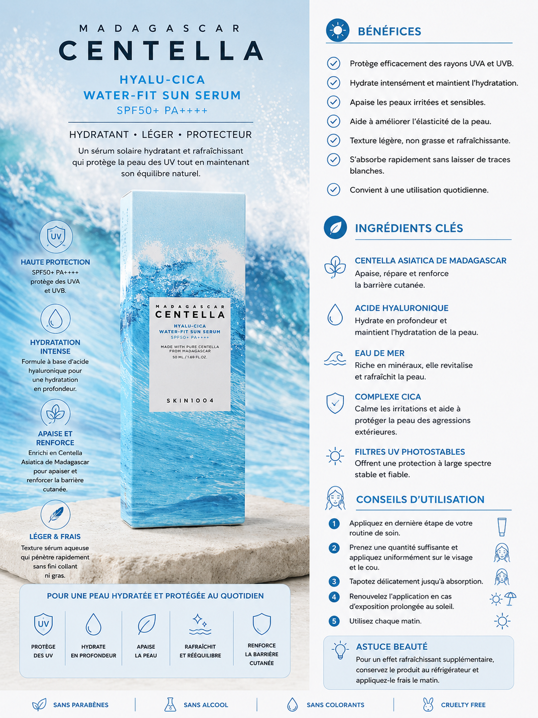 SKIN1004 – Madagascar Centella Hyalu-Cica Water-Fit Sun Serum SPF50+ PA++++ – 50 ml