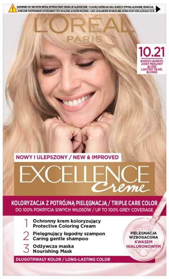 L’Oréal Paris Excellence Crème 10.21 Blond Très Clair Perlé | Coloration Permanente Triple Soin à l’Acide Hyaluronique
